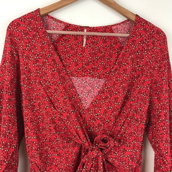 Free People Clara Red Floral Tunic Dress Size XS - Picture 10 of 15
